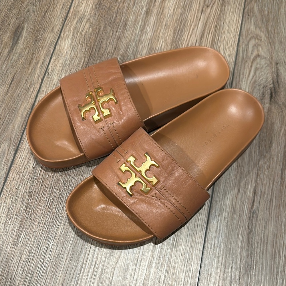 Tory Burch Brown Slide Sandals